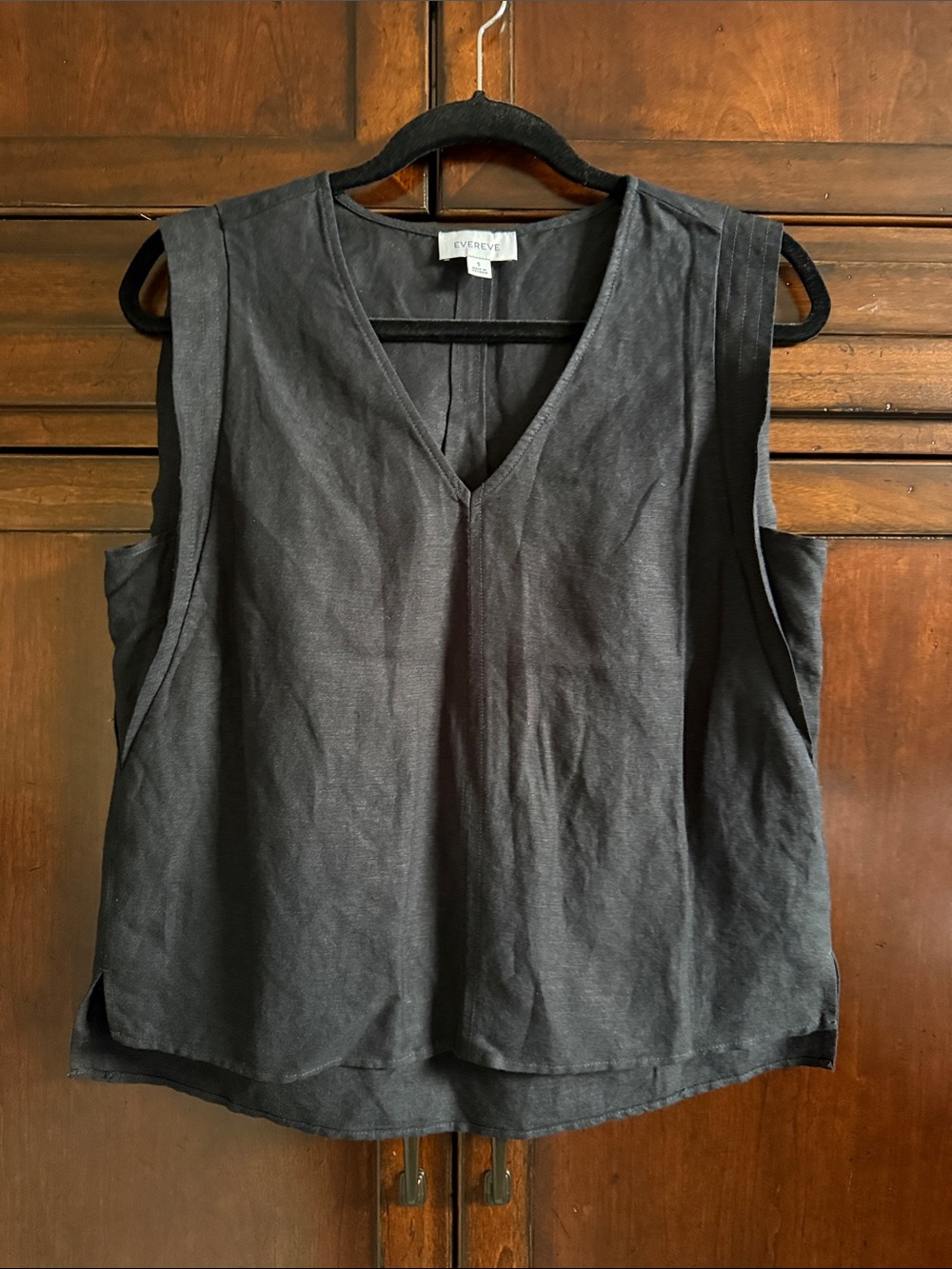 Black Evereve Linen V-Neck Sleeveless Top